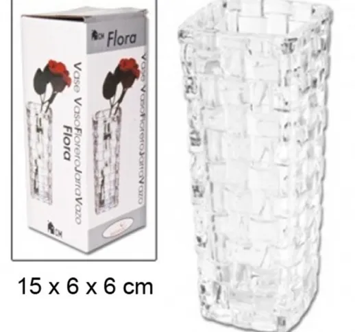 Vaso Alto 15 Cm Cristallo Trasparente Vetro Portafiori Portapianta Porta Fiori