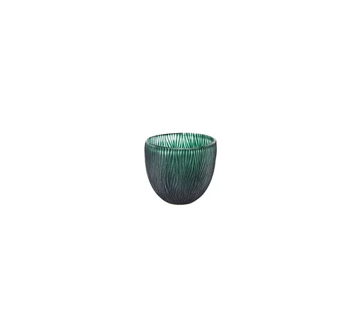 Vaso bombato righe 20 cm in vetro verde