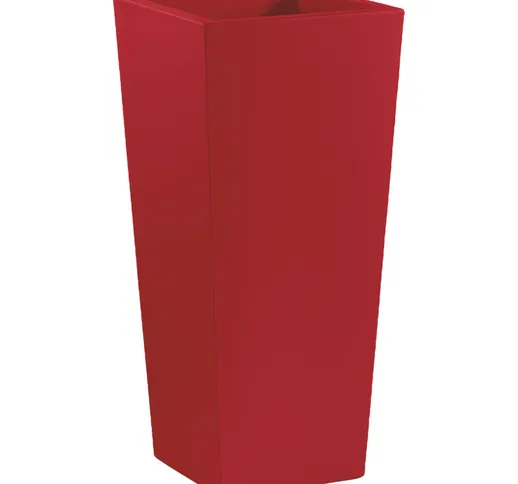 Vaso cachepot Genesis quadrato in resina h 85 cm Color: ROSSO ORIENTE - TAUPET - Veca