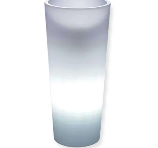 Veca - vaso luminoso tondo cache-pot led luce bianca esterno alto 85cm Made in Italy