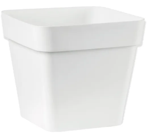 Veca - vaso cassetta da giardino cleo quadrato in plastica moderno 34 cm Color: bianco