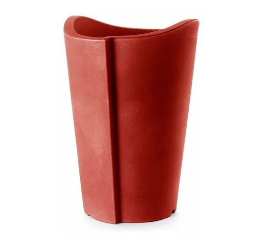 Vaso cilindro 'Bassano Essential' in resina da giardino per fiori e piante. -60 cm / Rosso...