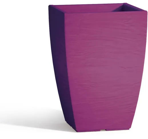Tekcnoplast - Vaso con sottovaso in resina mod. Aloe quadrato 27X27cm h 40 viola