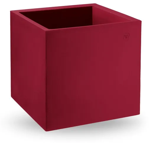 Veca - Vaso cubo in resina Cosmos 40 cm. Rosso Oriente - Rosso Oriente