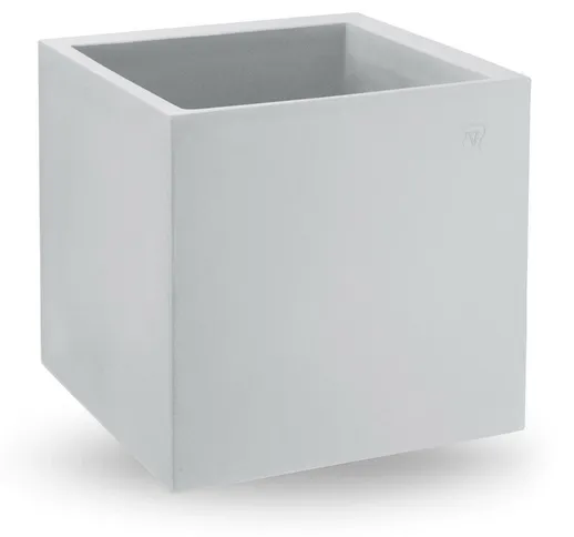 Vaso cubo in resina 'Cosmos' 45 cm. Bianco