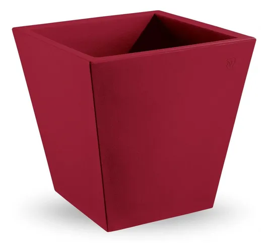 Vaso quadrato in resina 'Cosmos' 50 cm. Rosso Oriente