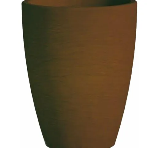 Vaso Cromia Adone rotondo decorazione in resina Made in Italy da h 38 cm -Vaso con sottova...