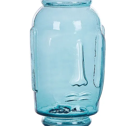 Beliani - Vaso di fiori in vetro colorato e colorato decorazione da tavolo con viso blu Sa...