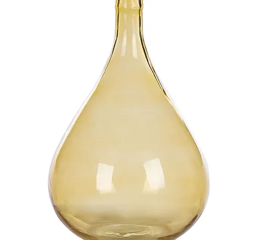 Beliani - Vaso di fiori vetro 31 cm fatto a mano decorativo giallo Bhatura - Giallo