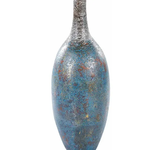 Beliani - Vaso decorativo retrò in terracotta fatto a mano blu Pireus - Blu