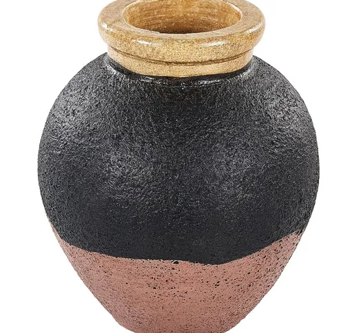 Beliani - Vaso decorativo retrò in terracotta fatto a mano nero e rosa Daulis - Nero
