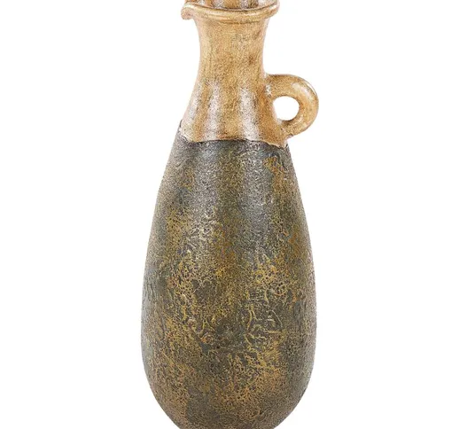 Beliani - Vaso decorativo retrò in terracotta fatto a mano verde e oro Maroneja - Verde