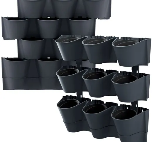  - Vaso di fiori Cascade Wall verticale in plastica in colore antracite 67 (lunghezza) x 1...