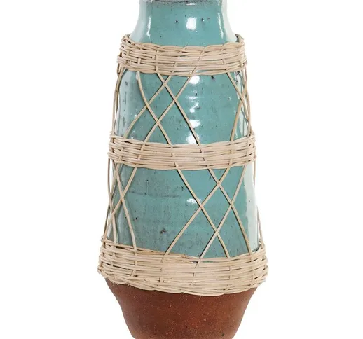 Vaso Rattan Gres Mediterraneo (14 x 14 x 29.5 cm) - Dkd Home Decor