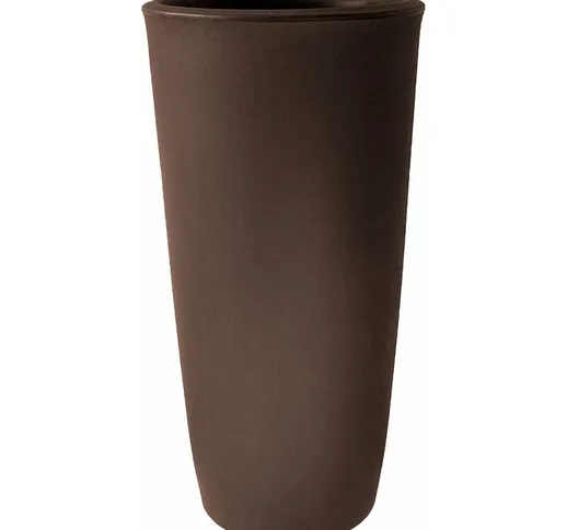 Vaso alto e tondo Dafne in plastica da esterno per piante e fiori -100 cm / Bronzo