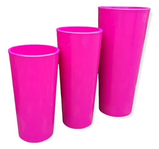 Veca - Vaso fioriera Cache-Pot in Resina Genesis Rotondo Diametro 70 Fuxia Lucido - Color:...