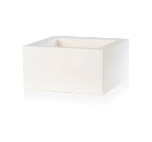 Teraplast - Vaso Fioriera in resina schio cubo basso 50x50 H20 - bianco bianco latte