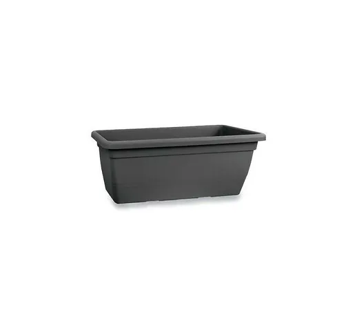 VASO FIORIERA RETTANGOLARE ANTHEA IN PLASTICA DA 80CM COMPLETA DI SOTTOVASO - Colore: Antr...