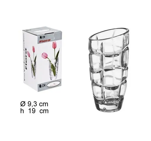 Vaso Flora 19Cm Diametro 9,3 Cristallo Trasparente Vetro Portafiori Portapianta