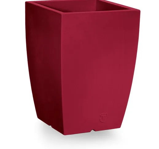 Vaso quadrato in resina 'Genesis' h. 60 cm. Rosso Oriente