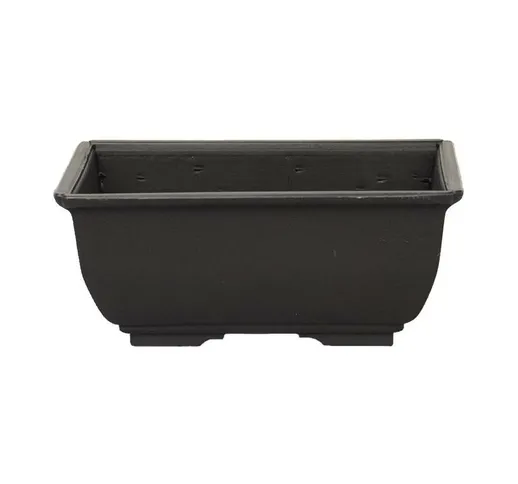 Vaso Giapponese rettangolare in plastica marrone per bonsai 13,5x9,5x5,5 cm - PG2