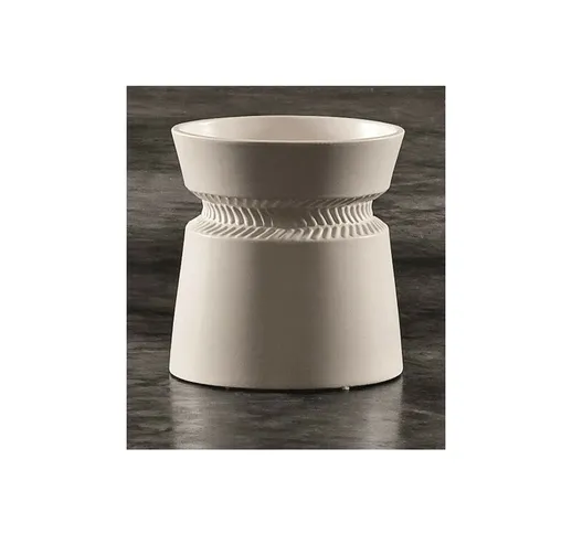 Vaso in Ceramica Dame H.27 Diam.12 cm finitura: Bianco e Tortora - 