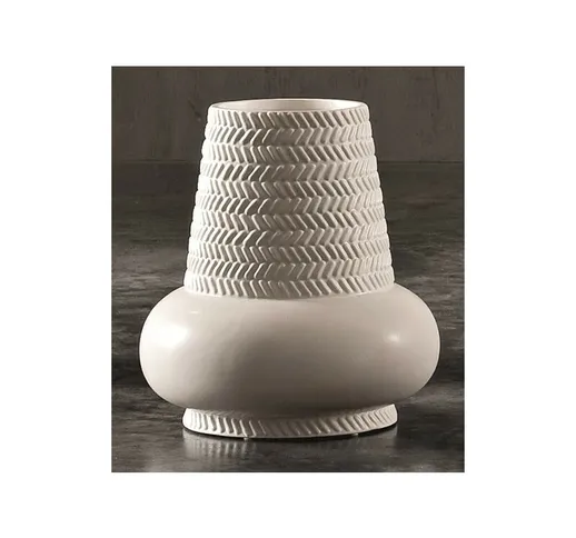 Vaso in Ceramica Dame H.27 Diam.18 cm Bianco - 
