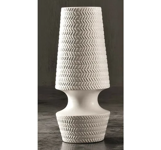 Vaso in Ceramica Dame H.56 Diam.16 cm finitura: Bianco e Tortora - 