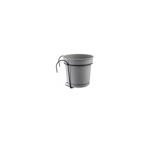 Teraplast - Vaso con Supporto in metallo per balcone Hydral per fiori e piante -Fog Grey