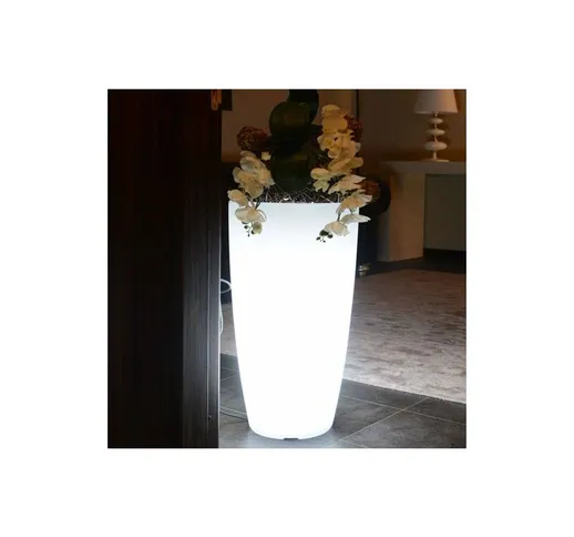 Vaso luminoso da giardino in resina bianca per esterno. Vasi luminosi da interno illuminat...