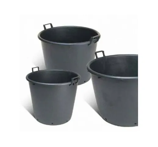 Vaso Mastello 30 Lt, ø 40 cm, h.33 cm con manici Color Nero Professionale per Piante da Gi...