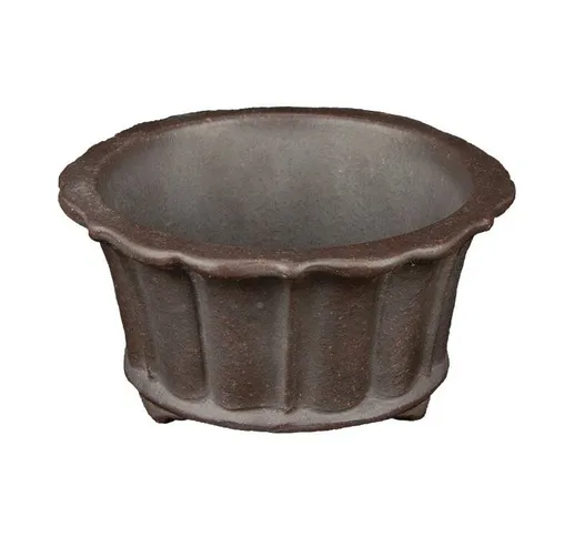 Vaso per bonsai rotondo (forma a fior di loto) in gres 10x10x5 cm - B113c
