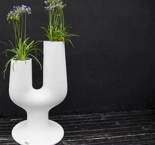 Vaso per piante fioriera 2 porta vasi design moderno h126cm Cactus Colore: Bianco