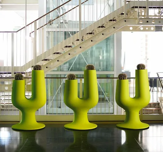 Vaso per piante fioriera 2 porta vasi design moderno h126cm Cactus Colore: Verde