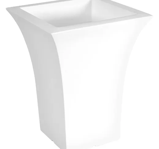 Idel - Vaso per Piante Interno Esterno Quadrato Arredo Design Moderno Patio Colore: Bianco