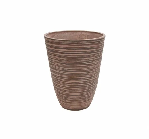 Vaso tondo piccolo a cono da giardino in fibra di argilla Ø25,5x32,5 cm Dicentra - Tan