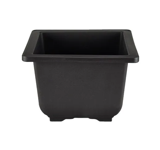 Pollice Verde - Vaso quadrato alto per Piante e Bonsai in plastica nera cm. 17