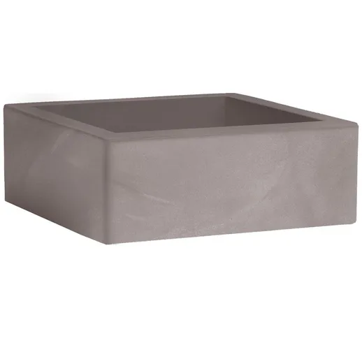  - Vaso quadrato basso minos 25x25 - grigio cenere grigio cenere