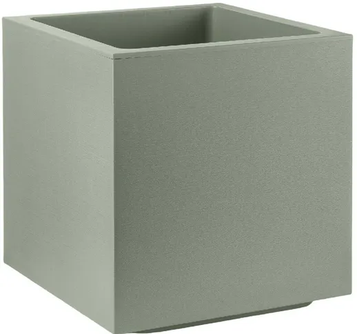Vaso quadrato cubo matheria in plastica con ruote 40 cm Color: BIANCO - BRONZO - Veca
