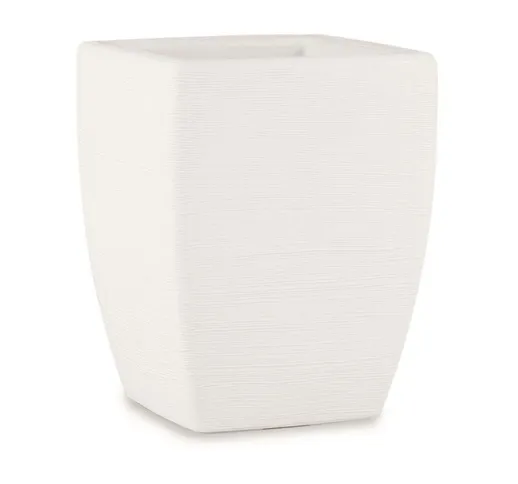 Vaso quadrato in resina 'Fiordaliso' 70 cm. Bianco