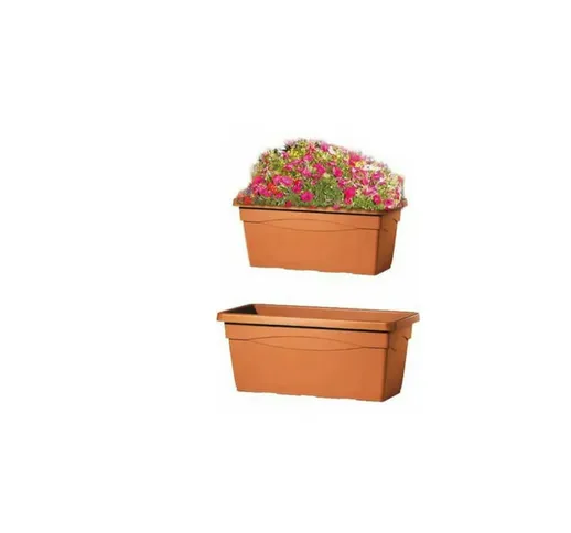 Vaso rettangolare fioriera balconiera in plastica terracotta varie misure 31237V fioriera...