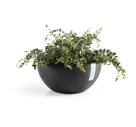 Ecopots - Vaso Rotondo Brussels 35 Grigio Scuro - ø 35 x h. 16,5 cm - 11,5 l