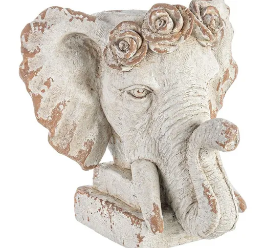 Statua decorativa vaso da giardino e veranda scultura indiana Bianca -Elefante