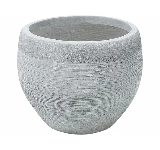Vaso tondo in fibra di argilla e pietra bianca 38 x 38 x 30 cm Zakros - Bianco