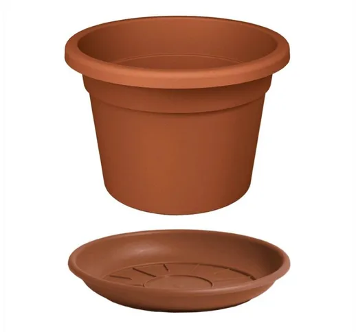 Vaso Tondo + Sottovaso in Plastica ppl Colore Terracotta Diametro 80 cm Altezza 52 cm 162...