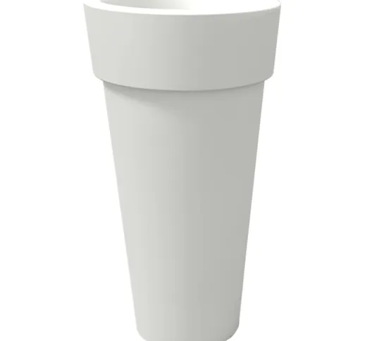 Vaso tondo moderno in resina h 105 mod. Messapico bianco