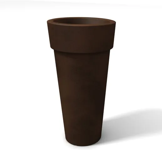 Vaso tondo moderno in resina h 45 mod. Messapico bronzo