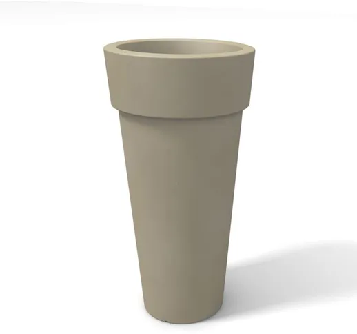 Vaso tondo moderno in resina h 105 mod. Messapico tortora