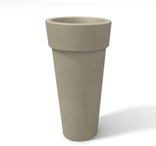 Vaso tondo moderno in resina h 160 mod. Messapico tortora