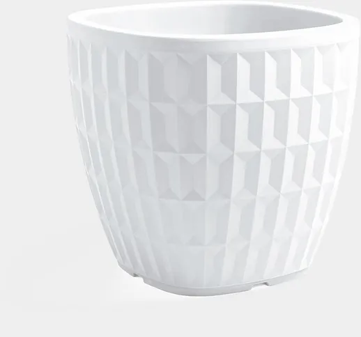 Vaso TYLE quadrato in resina 30 cm - arredo moderno giardino fioriera - Colore: Bianco